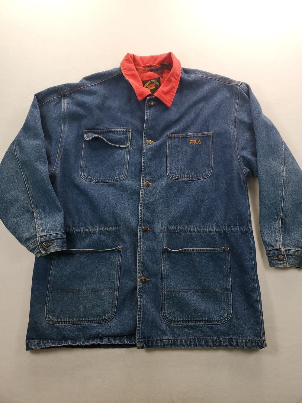 Vintage 90s Fila Jean Work Chore Coat Jacket XLarge Streetwear